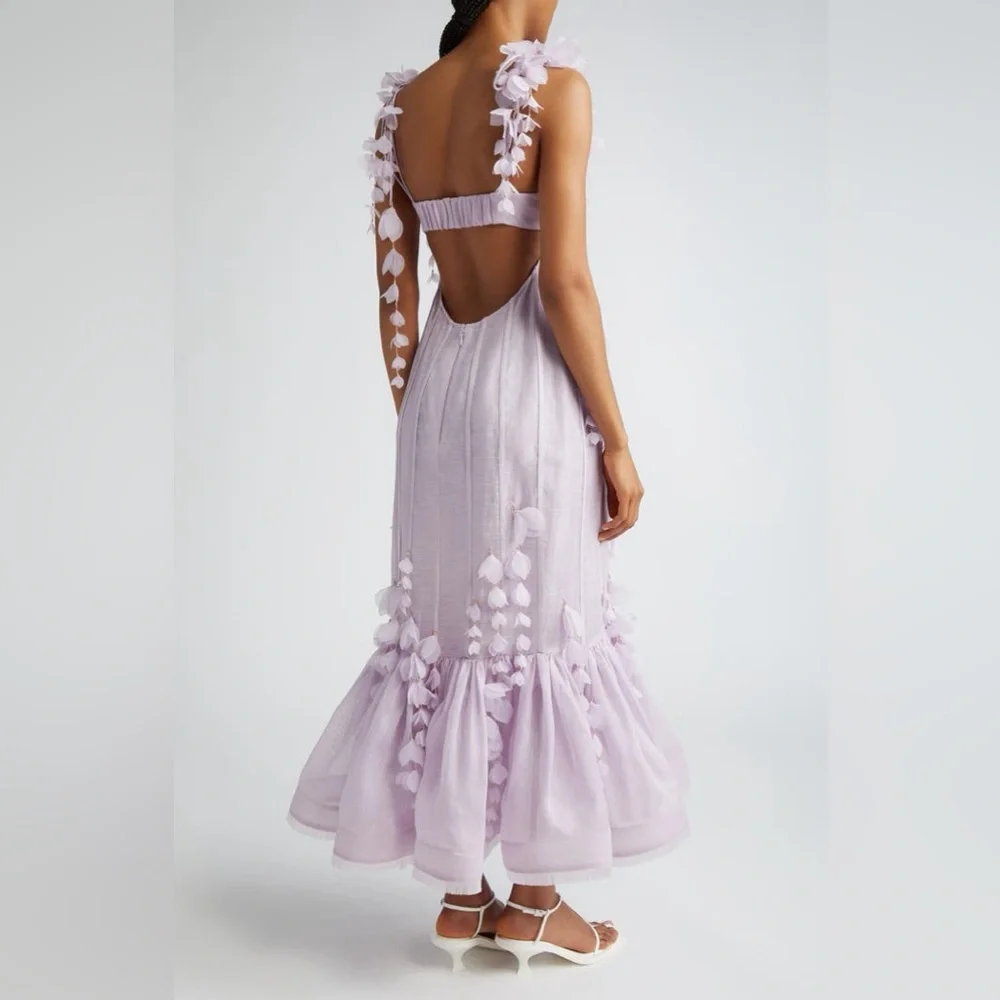 Zimmermann Dawning Petal Linen-Silk Midi-Dress - Picture 3 of 7